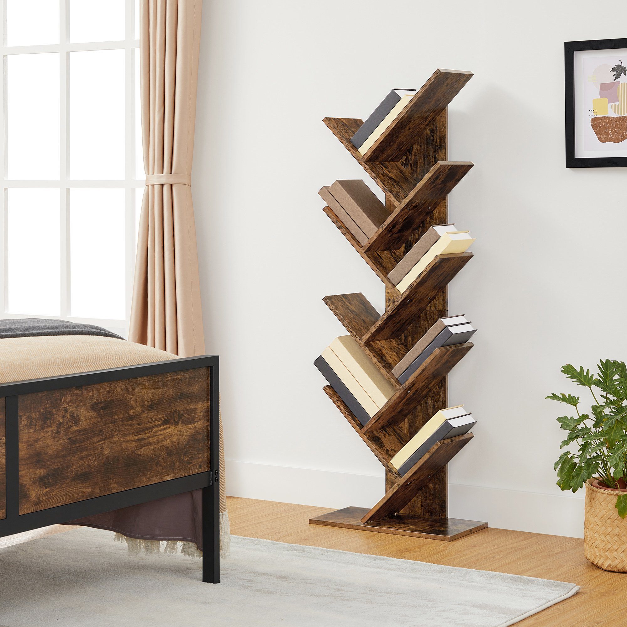 VASAGLE Bücherregal, Raumteiler, Standregal mit 8 Ebenen, 50 x 25 x 141,5cm