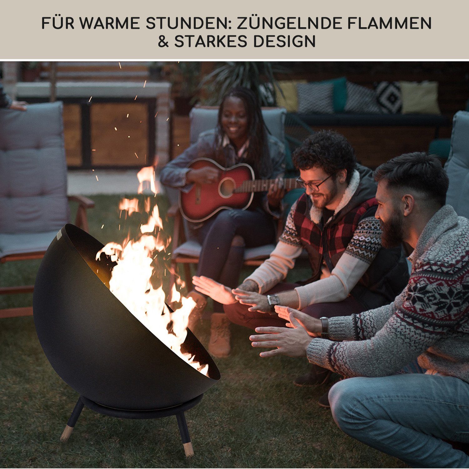 blumfeldt Feuerschale Fireball Wood, (Set), Feuerkorb Feuerstelle Outdoor Feuerschale Garten Lagerfeuerschale