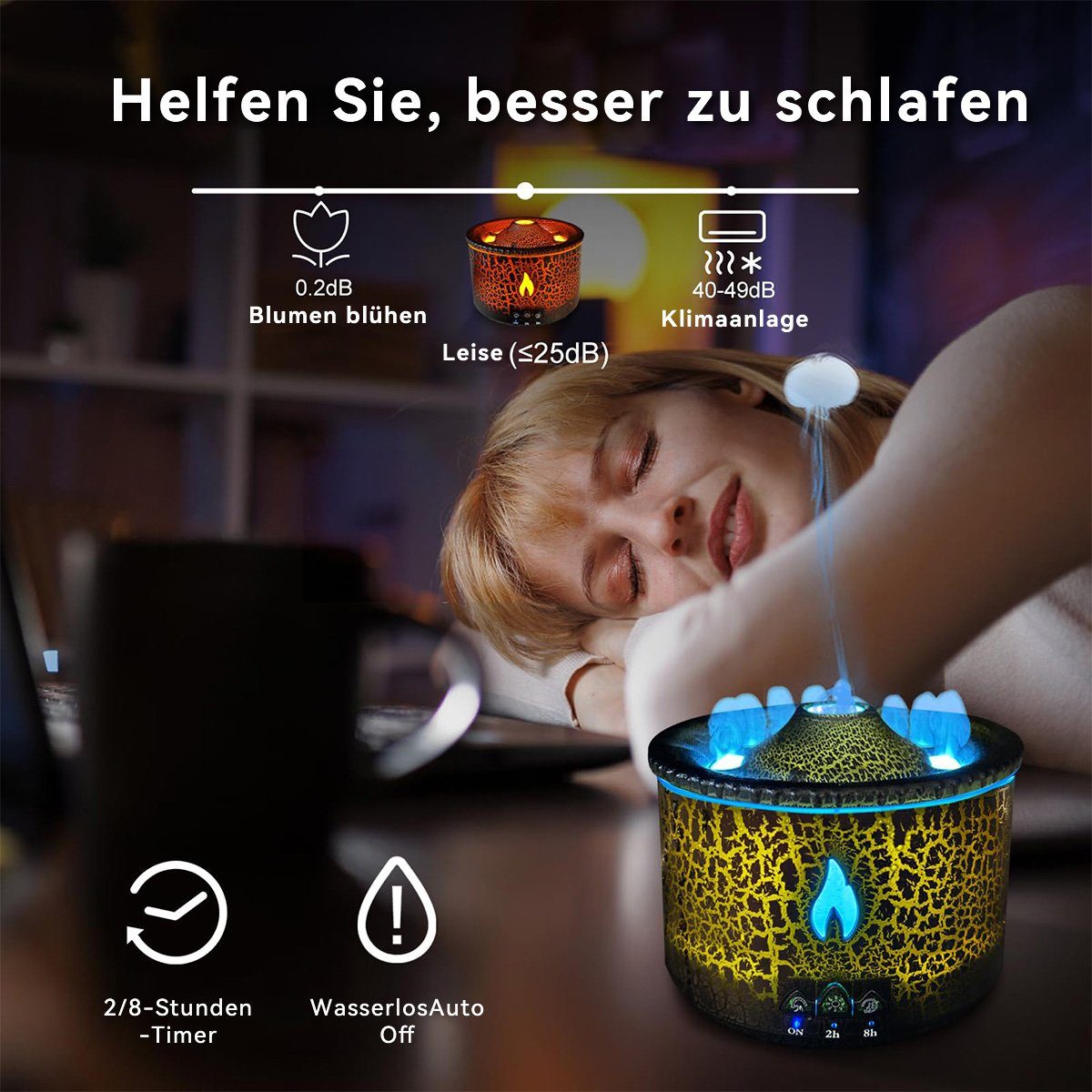 Hikeren Luftbefeuchter Aroma Diffuser mit Nachtlicht,2 Zerstäubungsmodi und Timer,300ml