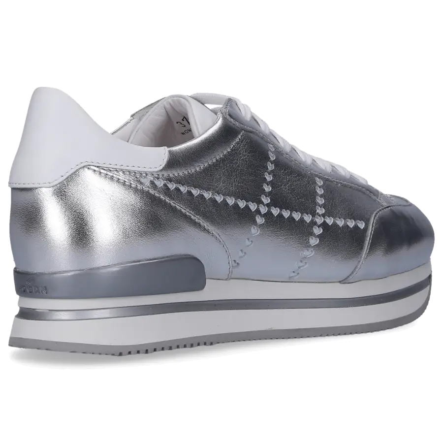 Hogan - Sneaker low H222 Kalbsleder Logo silber - silber