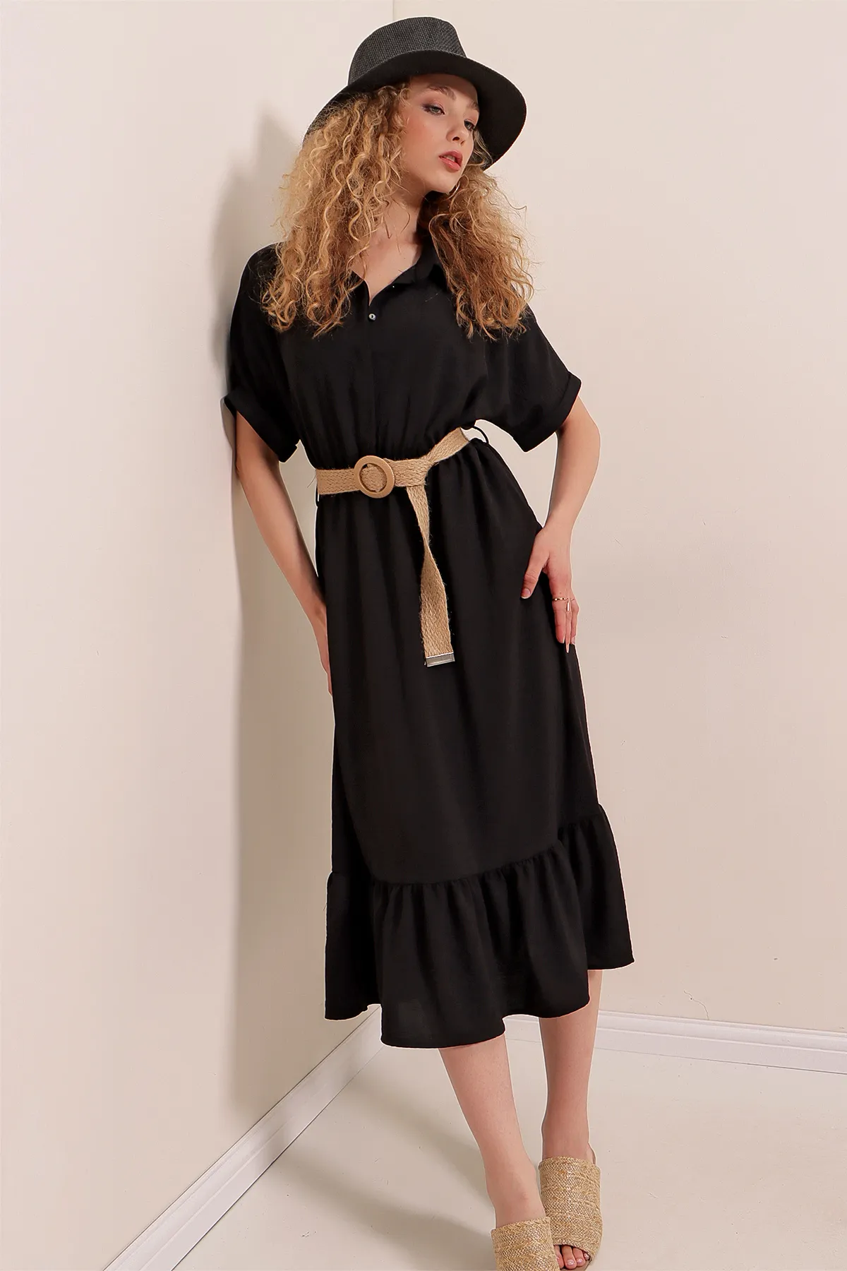 Bigdart  2292 Kleid mit Gürtel – Schwarz