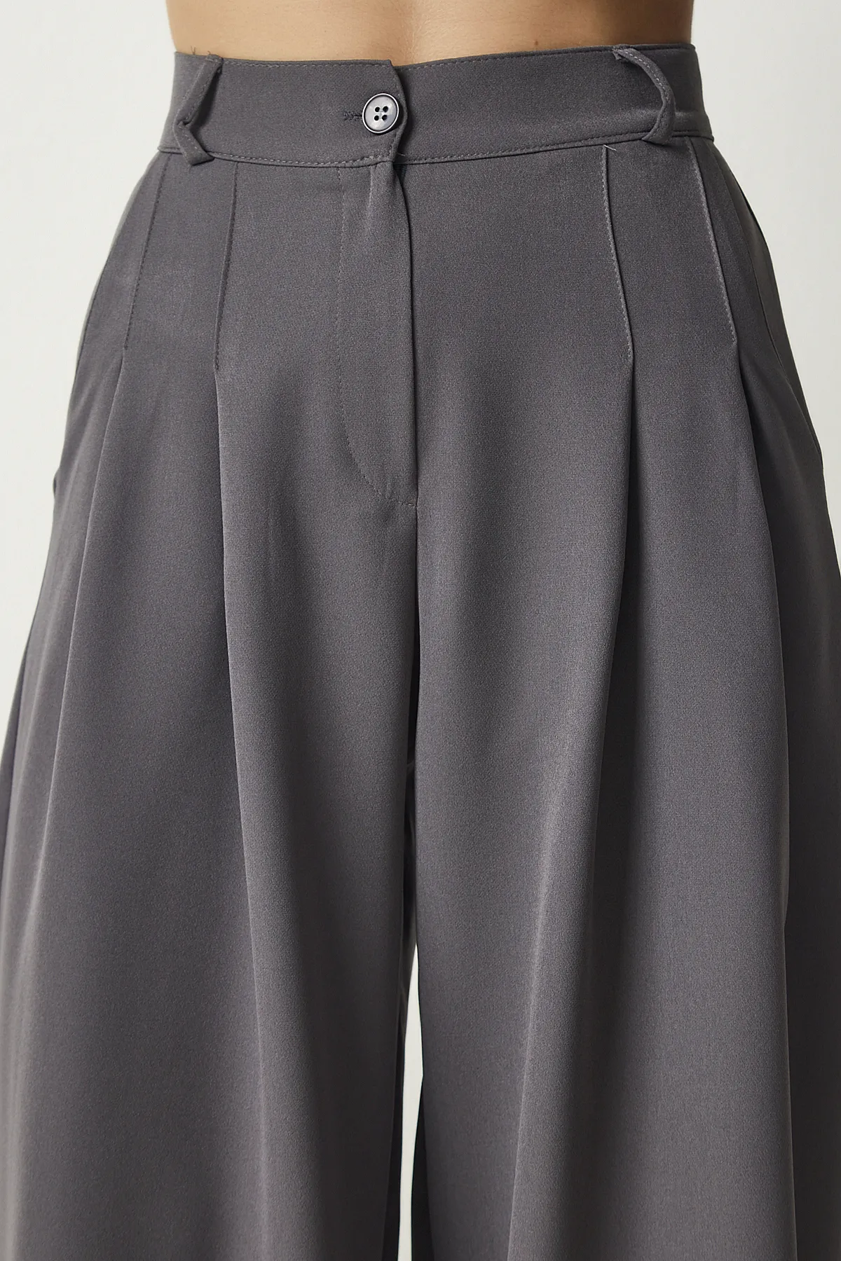 Happiness İstanbul  Graue plissierte Palazzo-Webhose für Damen FN03139