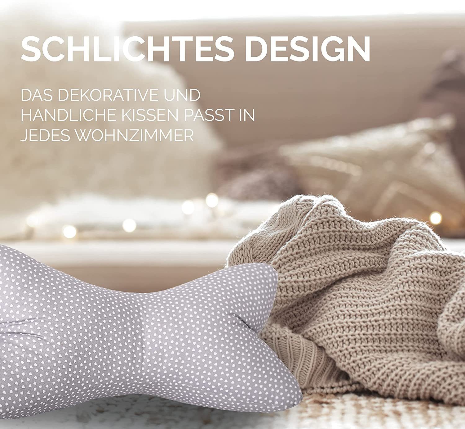 Dr. Berger Living Nackenkissen Leseknochen 40 x 18 cm Miniherz Grau