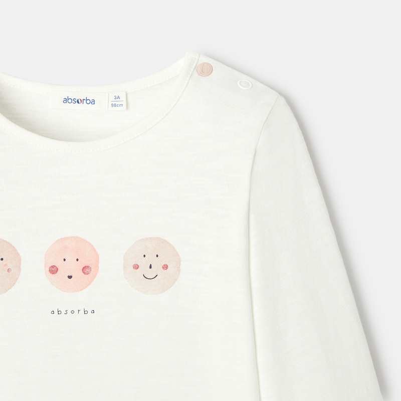 T-shirt en jersey flammé blanc bébé fille Absorba