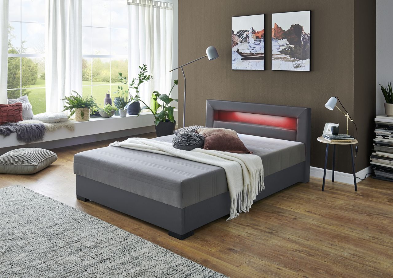 Relita Boxbett MINA mit LED grau 140x200