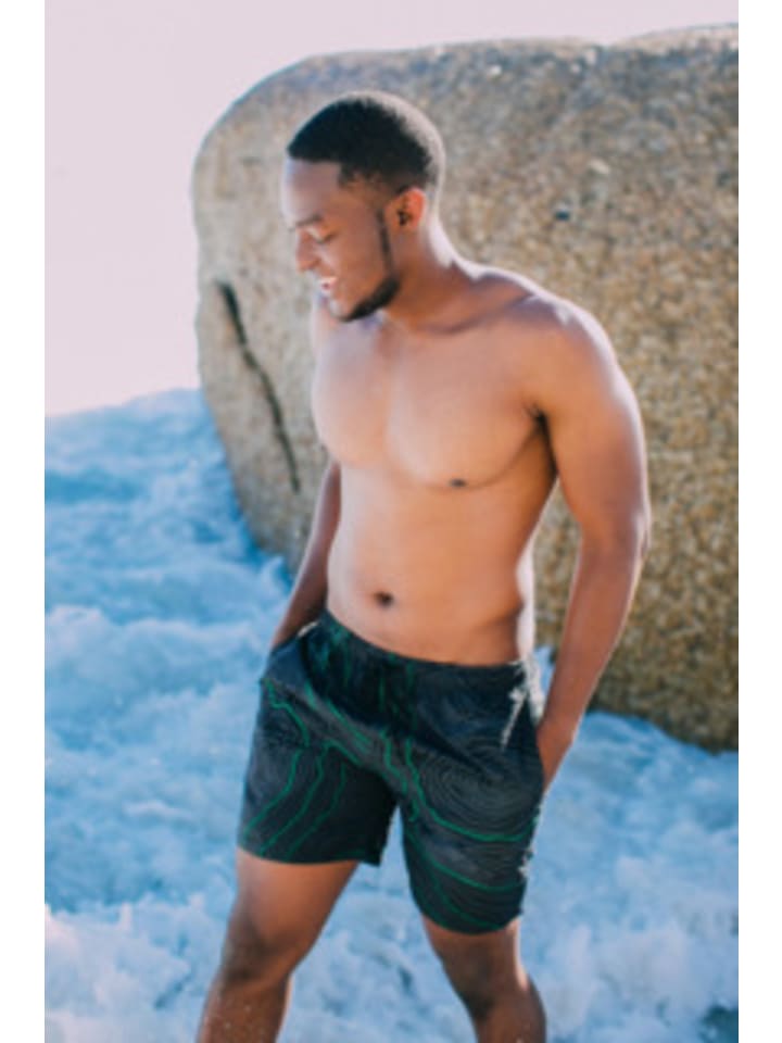 GUGGEN MOUNTAIN Badehose für Herren in grün in schwarz günstig kaufen L