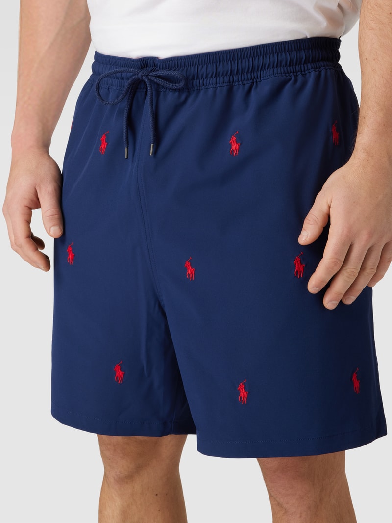 PLUS SIZE Badehose mit Label-Stitching Modell 'NEWPORT' in marineblau