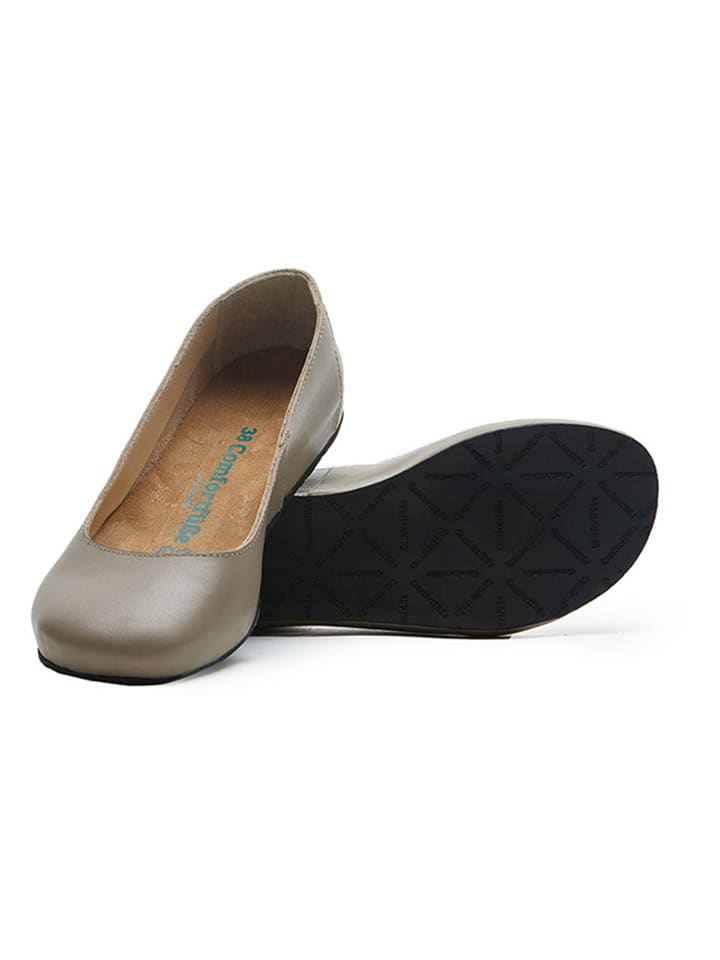 Comfortfusse Leder-Ballerinas in Taupe günstig kaufen