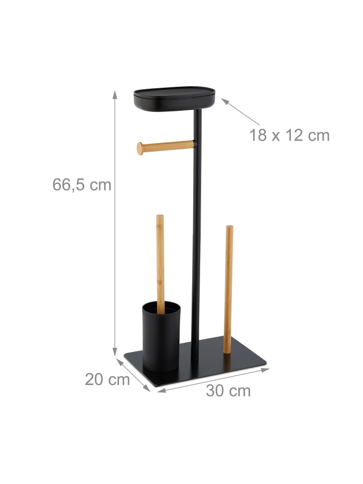 relaxdays WC Garnitur in Schwarz/ Natur - (B)30 x (H)66,5 x (T)20 cm günstig kaufen onesize