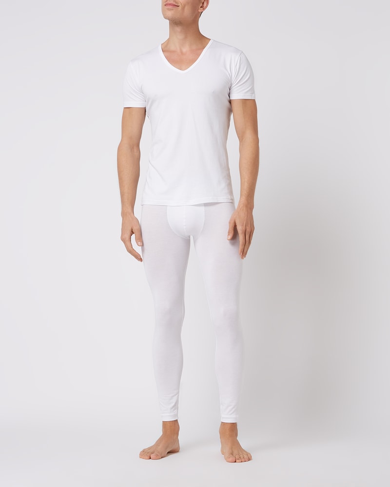 T-Shirt mit V-Ausschnitt im 2er-Pack in weiß