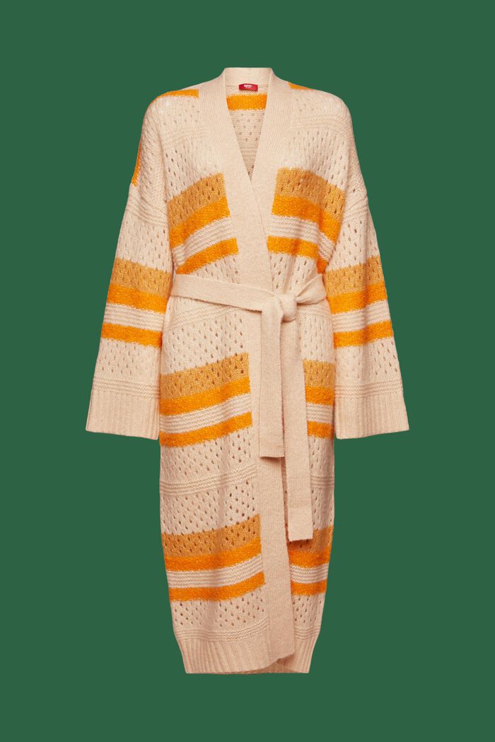 Langer Cardigan aus Wollmix mit Gürtel