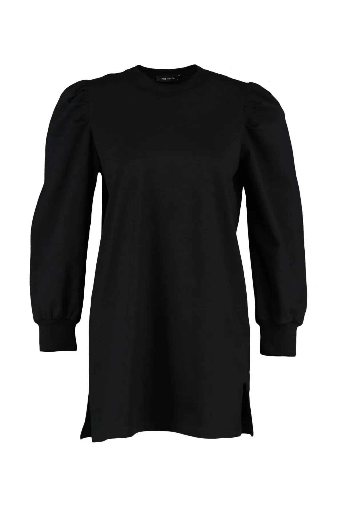 Trendyol Modest  Schwarze Strick-Tunika mit Rundhalsausschnitt und Schlitz und Ärmeldetail TCTSS21TN0257