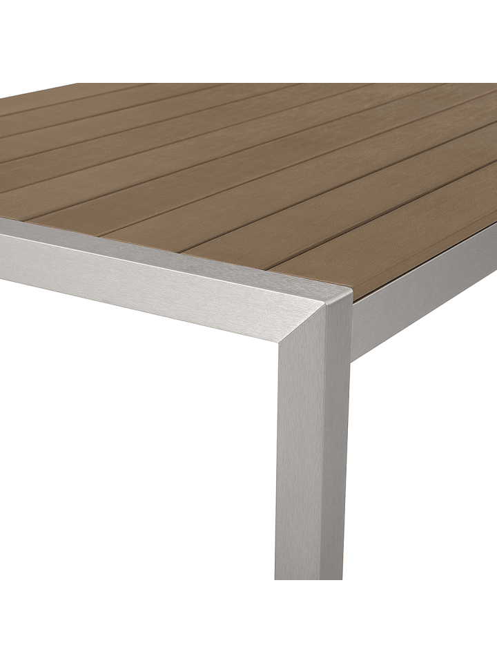 Beliani 7-tlg Gartentisch Set VERNIO in Heller Holzfarbton/Silber günstig kaufen onesize