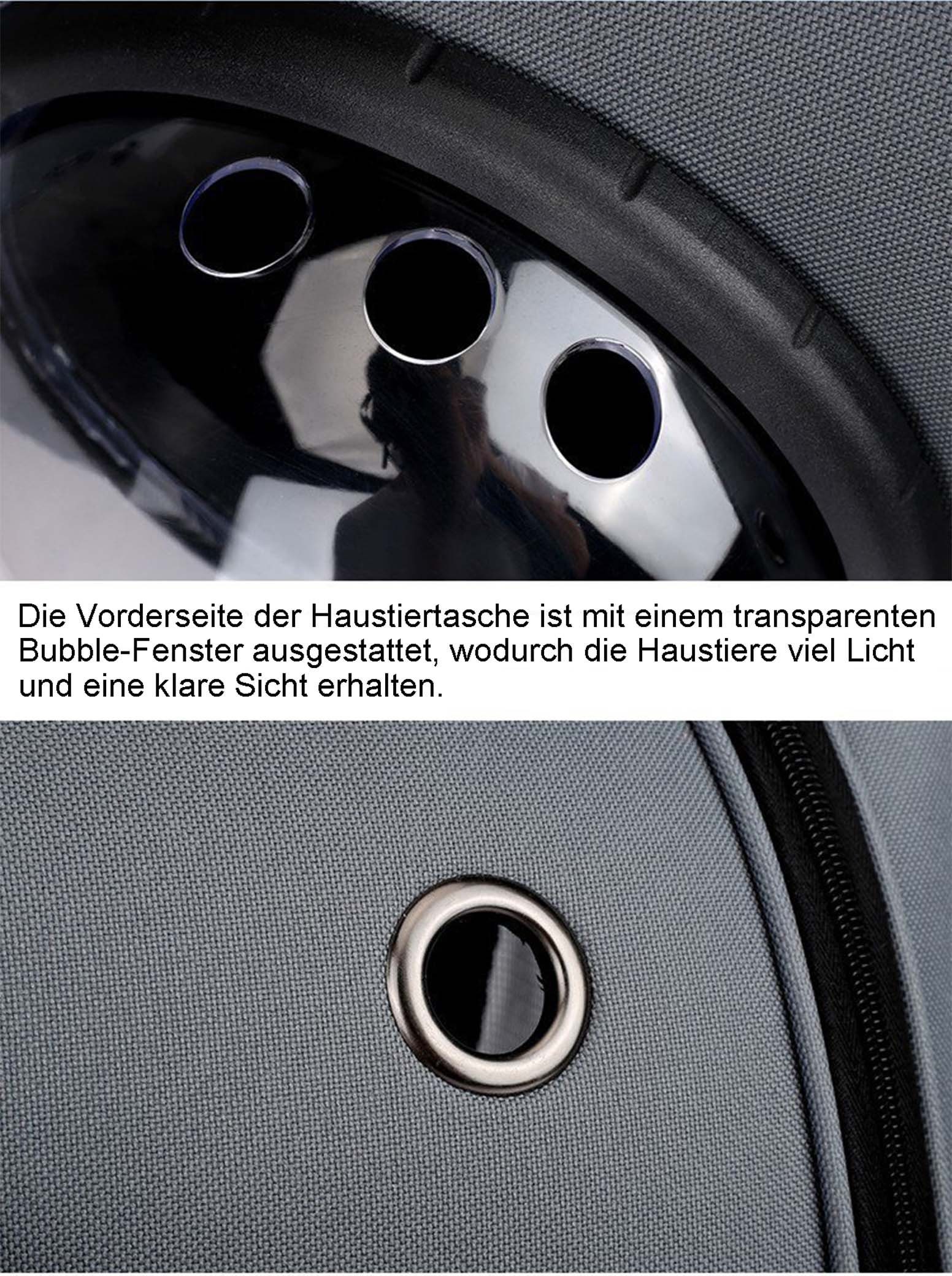 RAIKOU Tiertransporttasche Haustier Raumkapsel-Tasche / Transportboxen / Rucksack Tragetasche bis 20,00 kg, atmungsaktive, klare Sicht