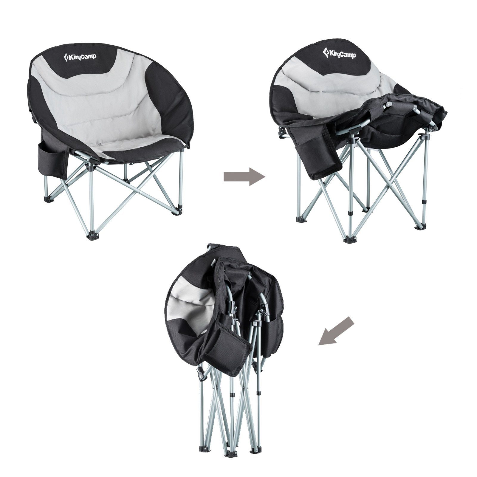 KingCamp Campingstuhl MoonChair XL Camping Klapp Stuhl, Garten Falt Sessel Kühltasche 150 kg