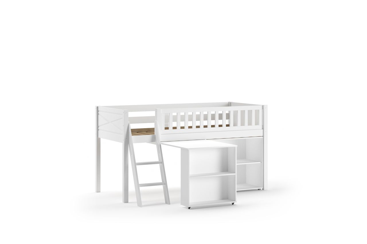 VIPACK SCOTT Spielbett, LF 90 x 200 cm, mit Schreibtisch und Regal