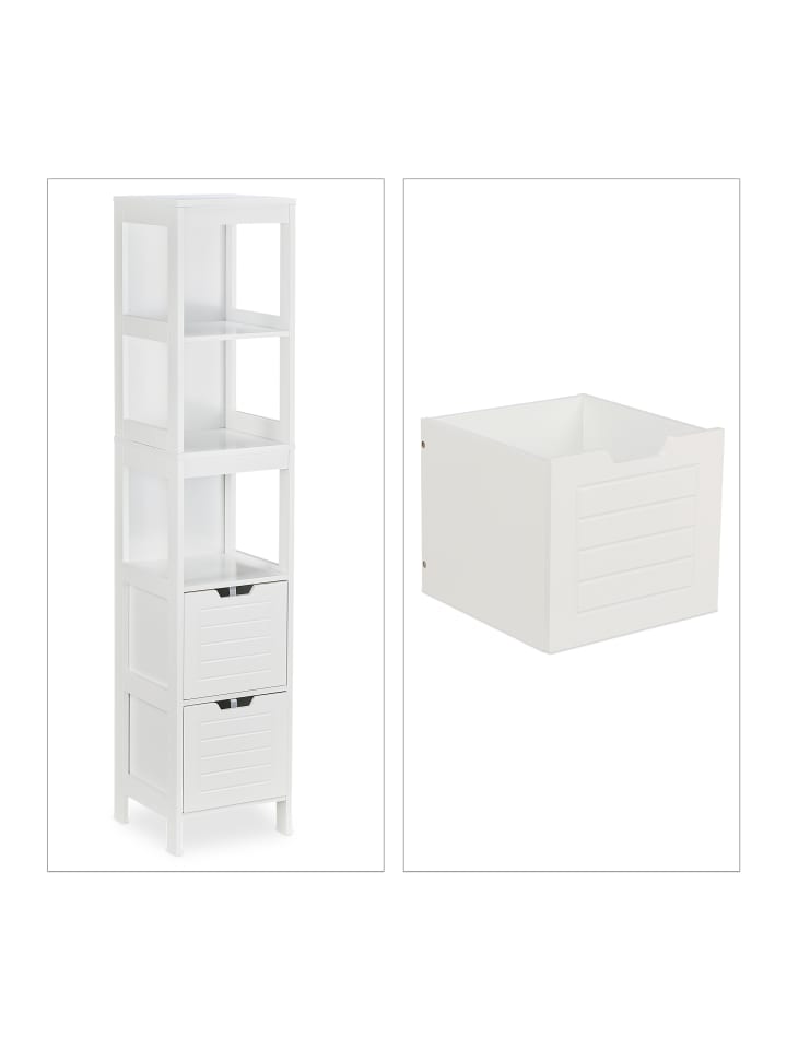 relaxdays Badezimmerschrank in Weiß - (B)30 x (H)144 x (T)30 cm günstig kaufen onesize