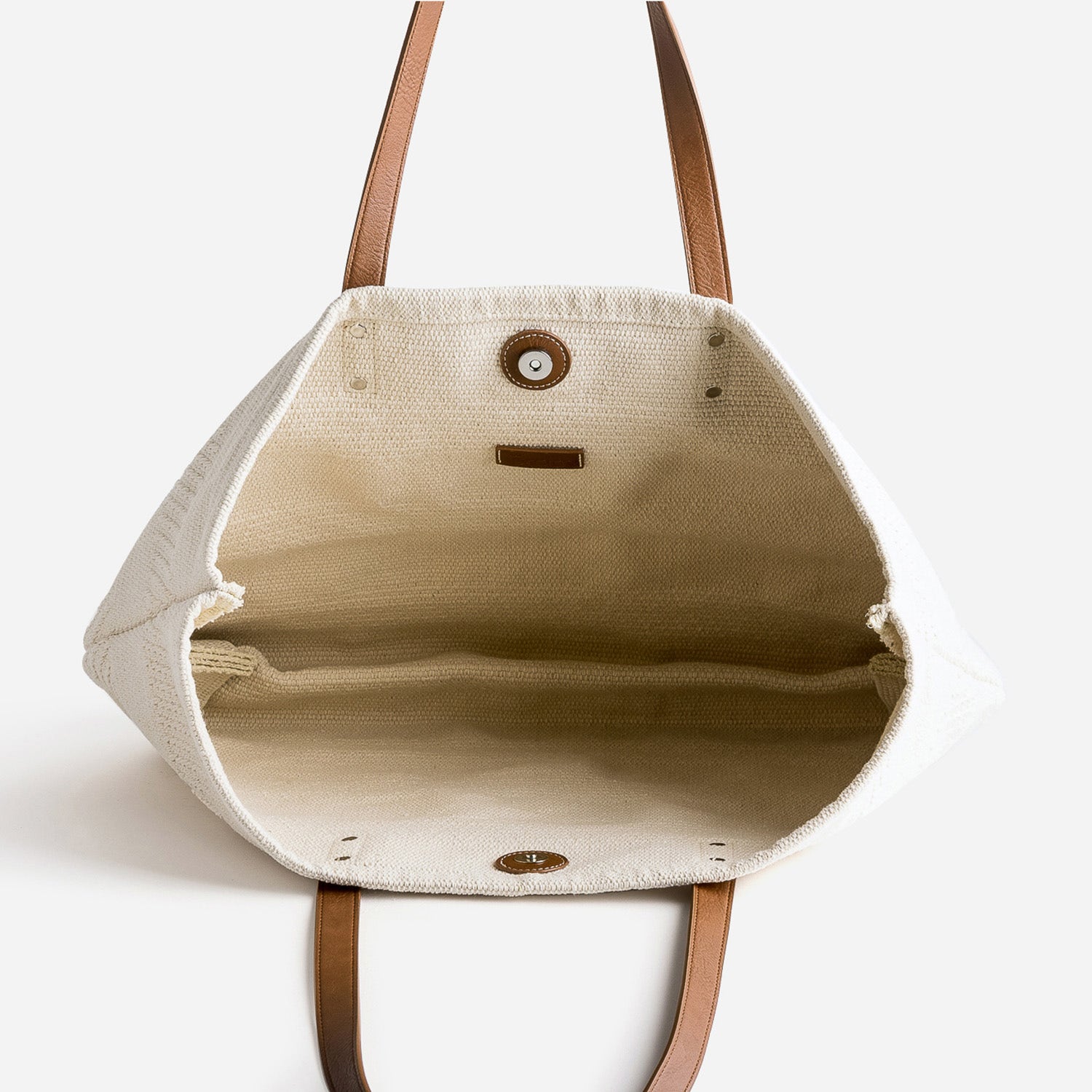 Sac cabas TEXTO écru textile tissé