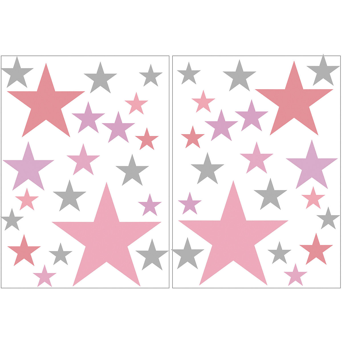 Wandsticker Sterne Set, rosa/grau