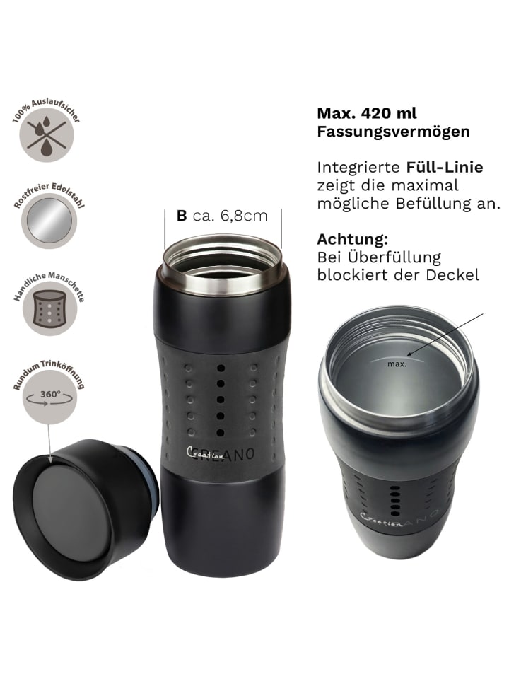Creano 2x Creano Travel-Mug 400ml Schwarz   Grün isolierend aus Edelstahl günstig kaufen onesize