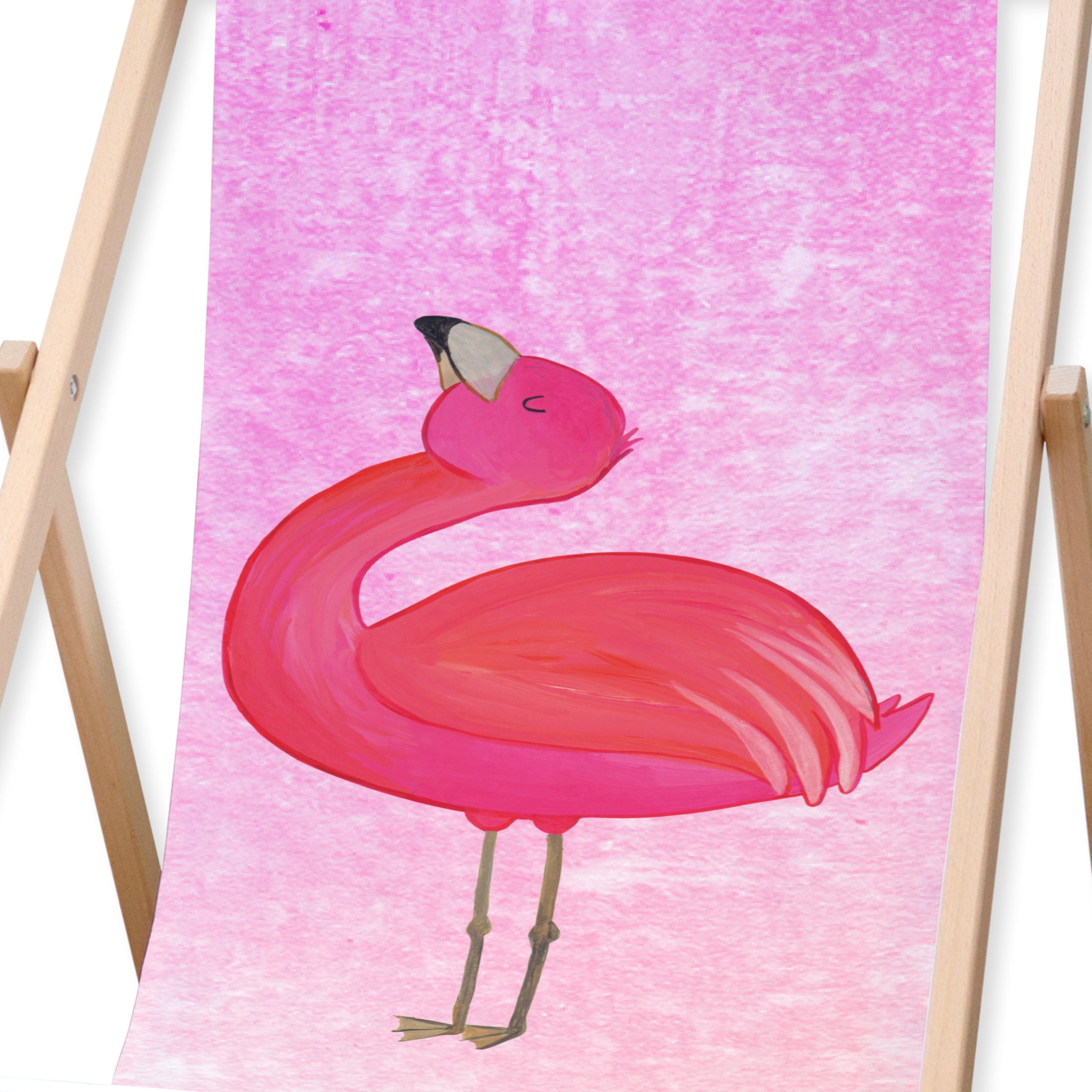 Mr. & Mrs. Panda Gartenliege Flamingo stolz - Aquarell Pink - Geschenk, Selbstakzeptanz, rosa, Mam, 1 St.