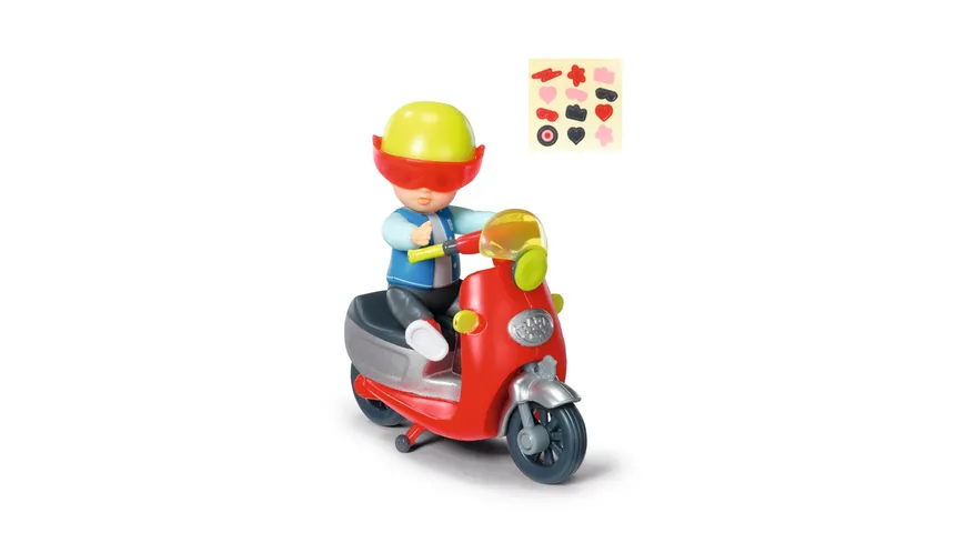 BABY born Minis - Playset Scooter, 7 cm große Puppe Simon mit Roller und Helm, 906118, Zapf Creation