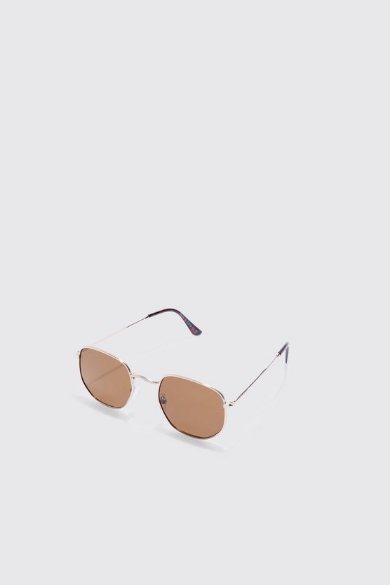 Sechseckige Metall-Sonnenbrille