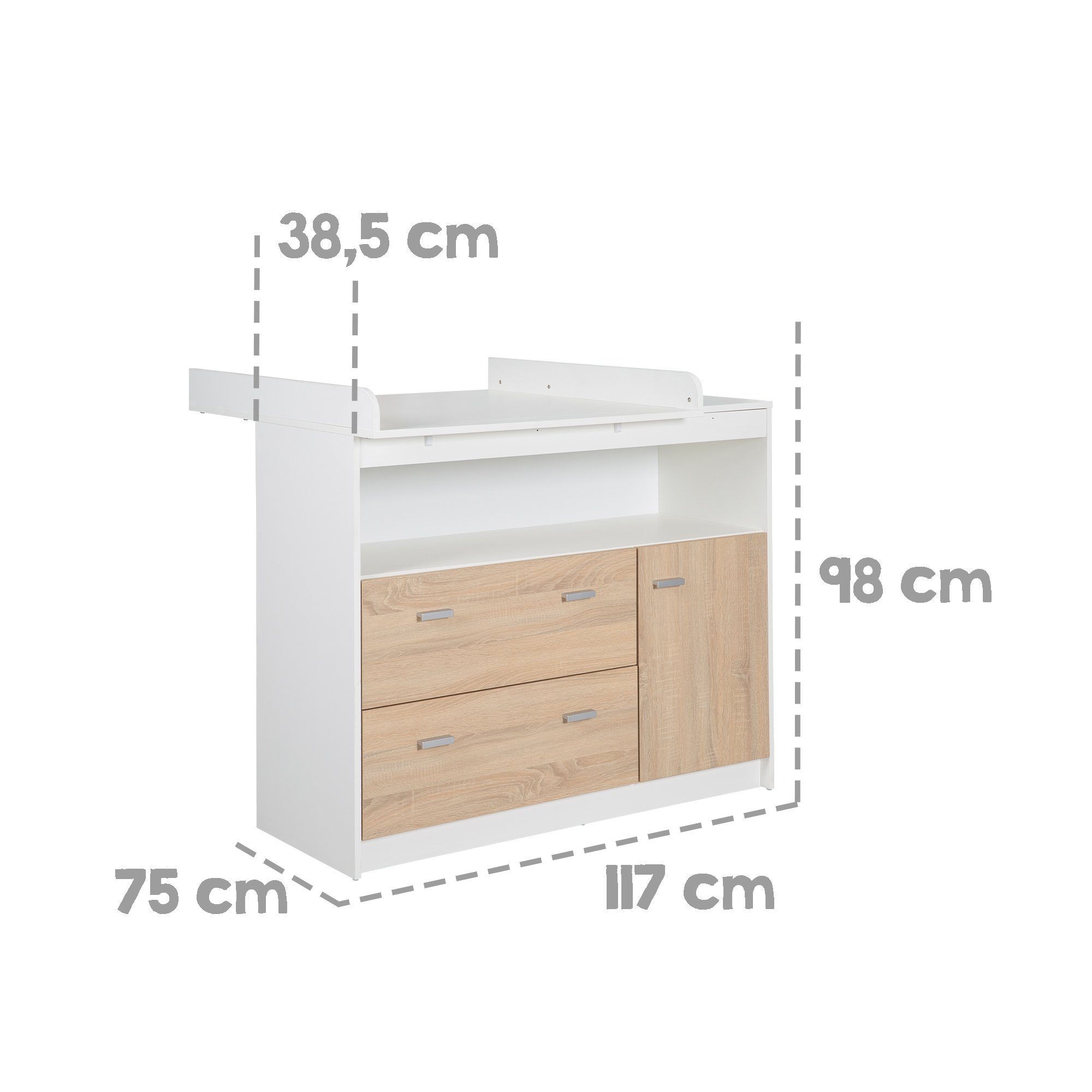 roba® Babyzimmer-Komplettset Gabriella, Babybett & breite Wickelkommode, umbaubar zum Juniorbett