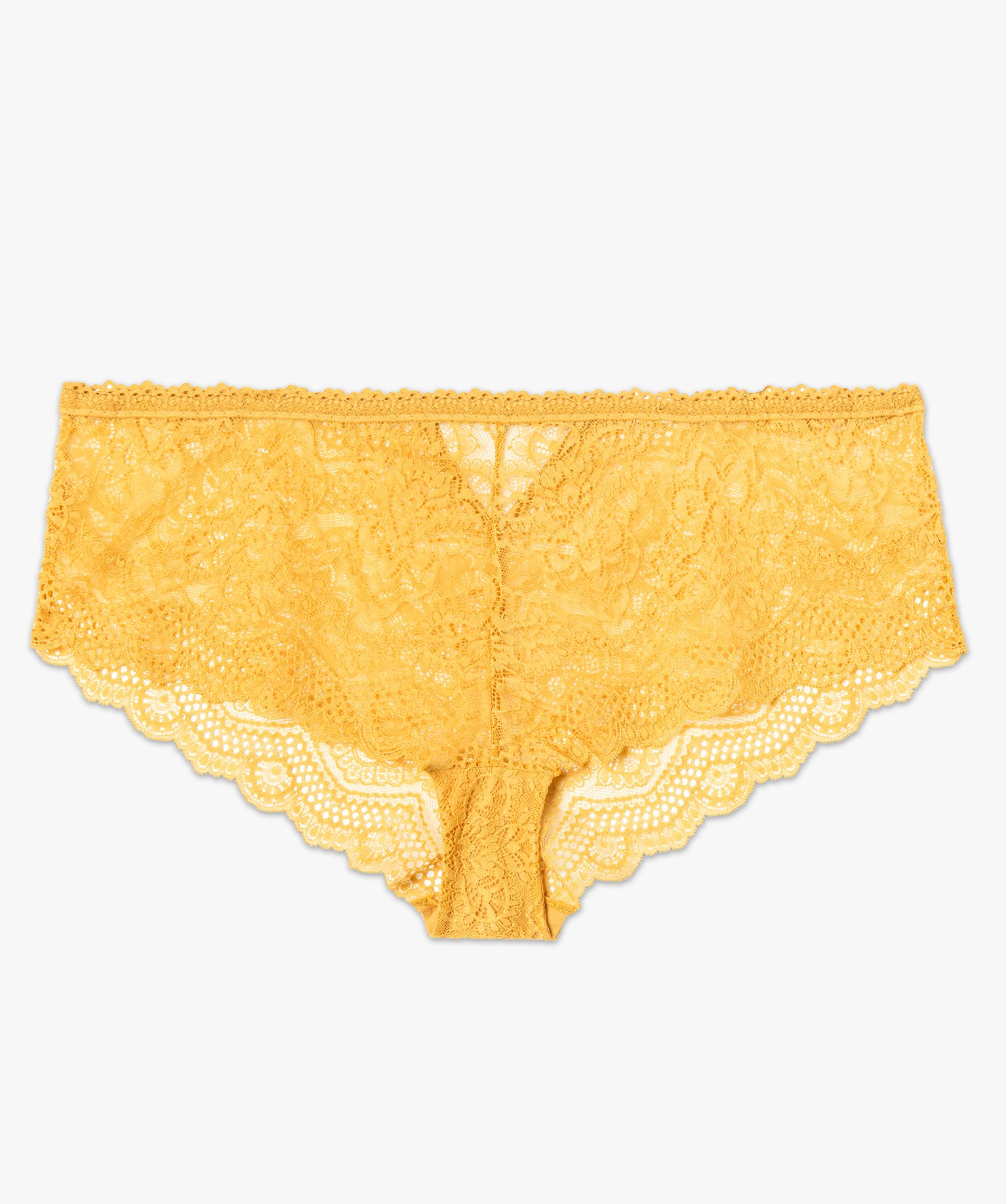 Shorty femme grande taille en dentelle jaune | GEMO