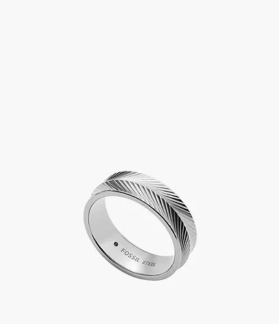 Fossil Ring Harlow Linear Texture Edelstahl