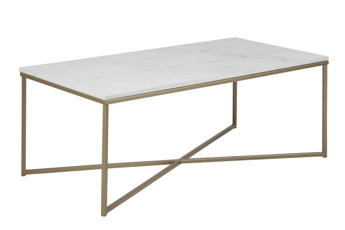 Couchtisch Alisma Weiß Messing 120 x 60 cm