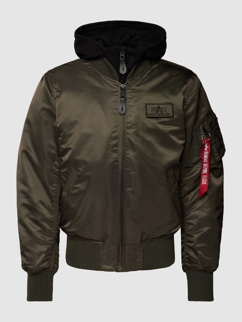 Bomberjacke mit Kapuze in dunkelgrün