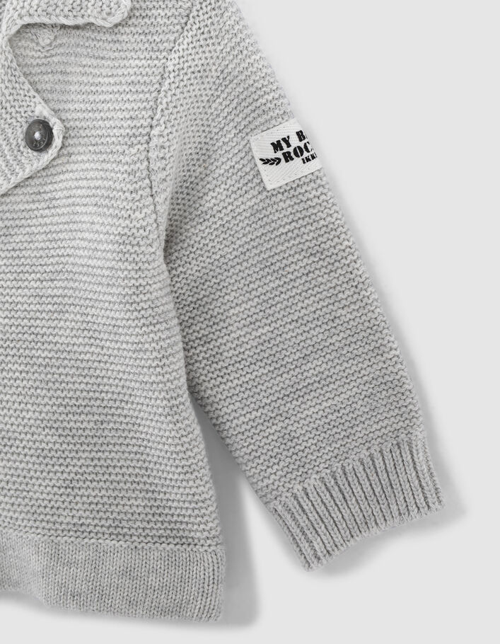 Cardigan mastic chiné esprit motard tricot coton bio bébé