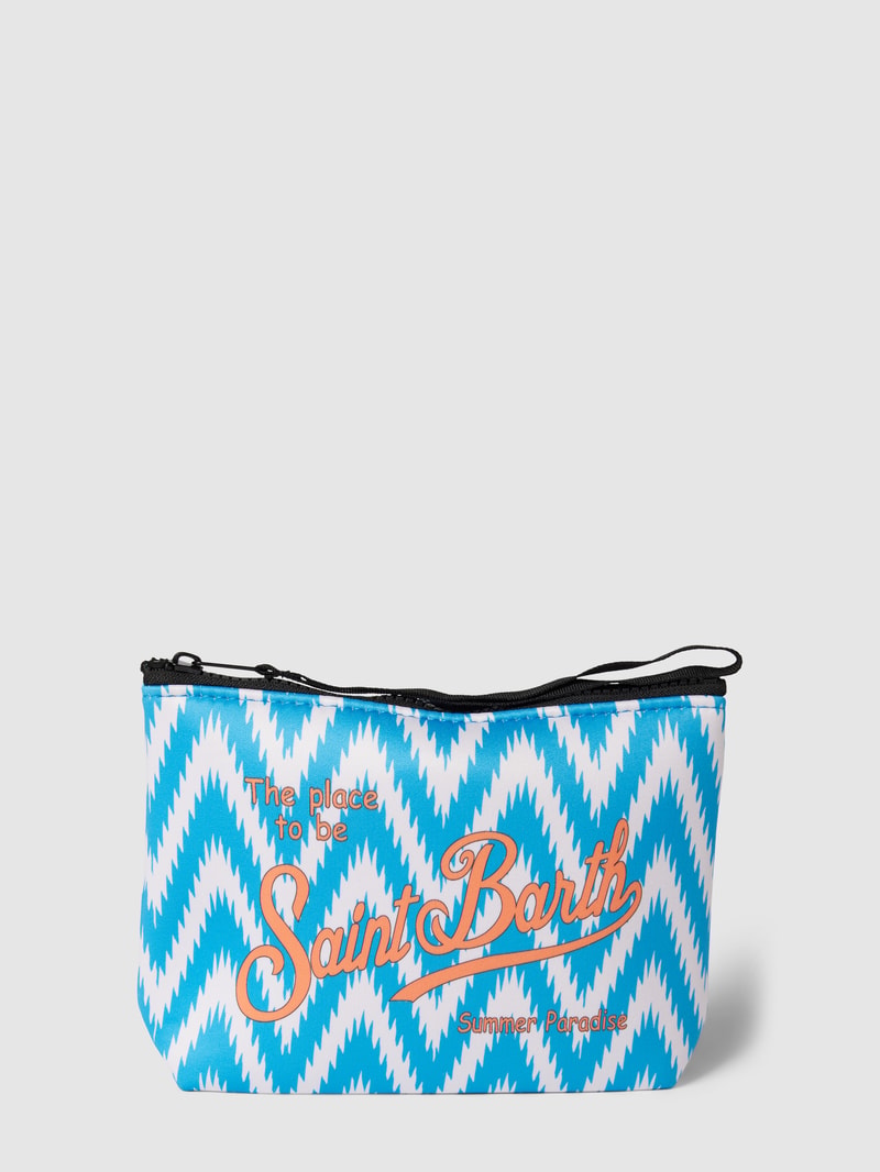 Kulturtasche mit Allover-Muster Modell 'ALINE SPONGE' in blau