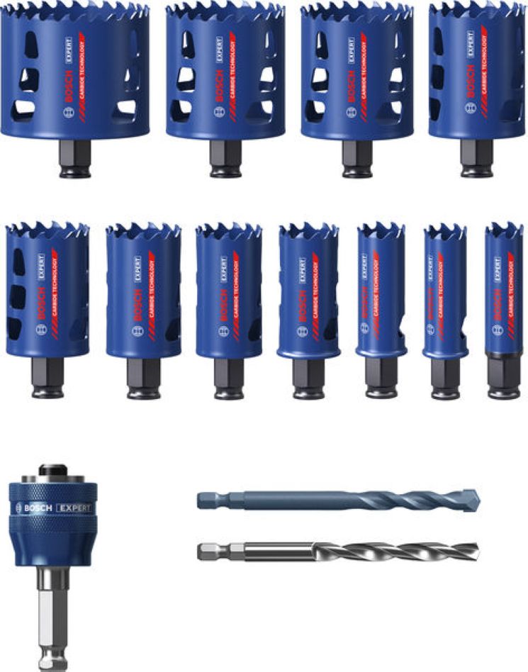 Bosch Blue Accessories 2608901908 EXPERT Power-Change hullsagsett Multi Material universal 20/22/25/32/35/40/44/51/60/64/76 mm 14 deler