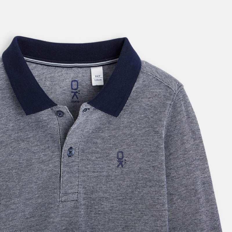 Polo manches longues bleu garçon