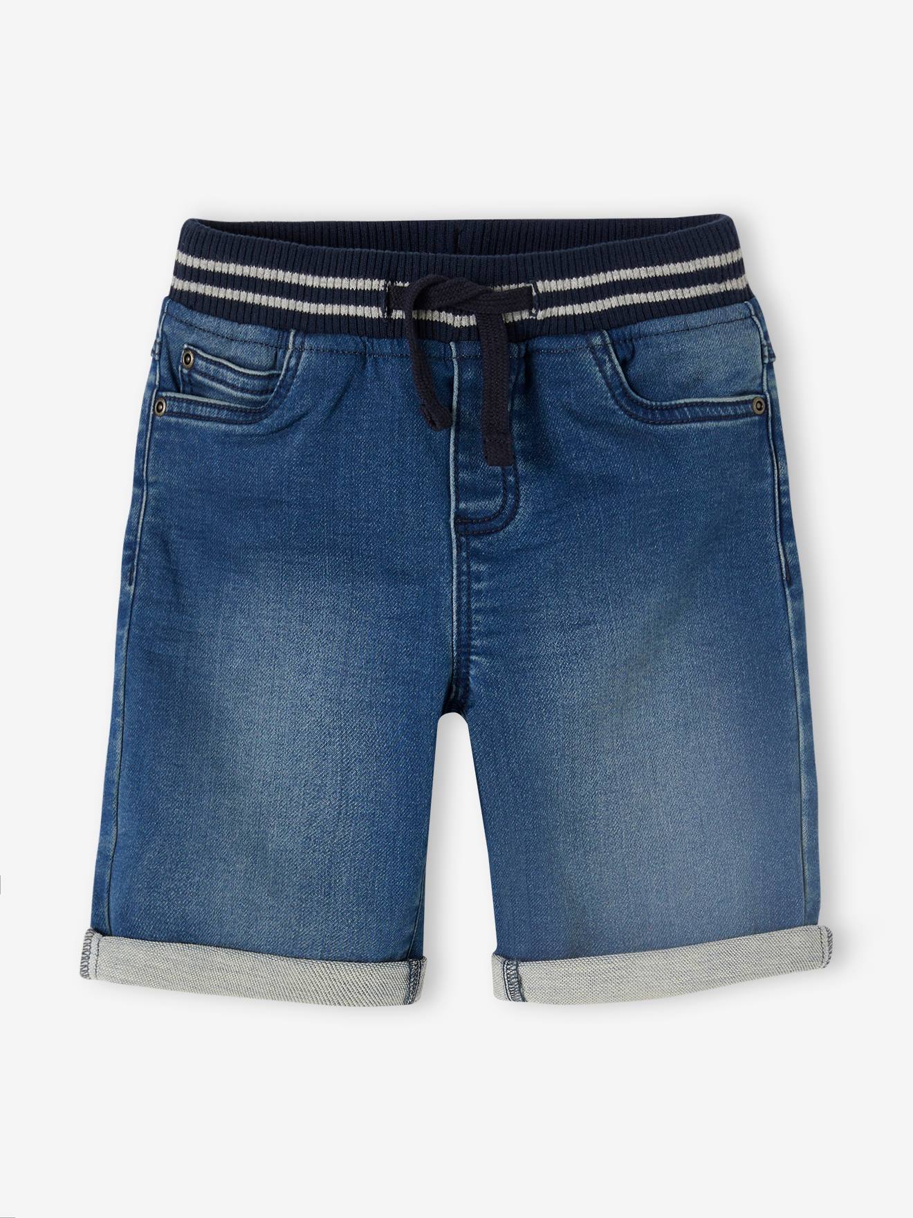 Vertbaudet Jungen Shorts mit Schlupfbund, Denim-Look - blue stone