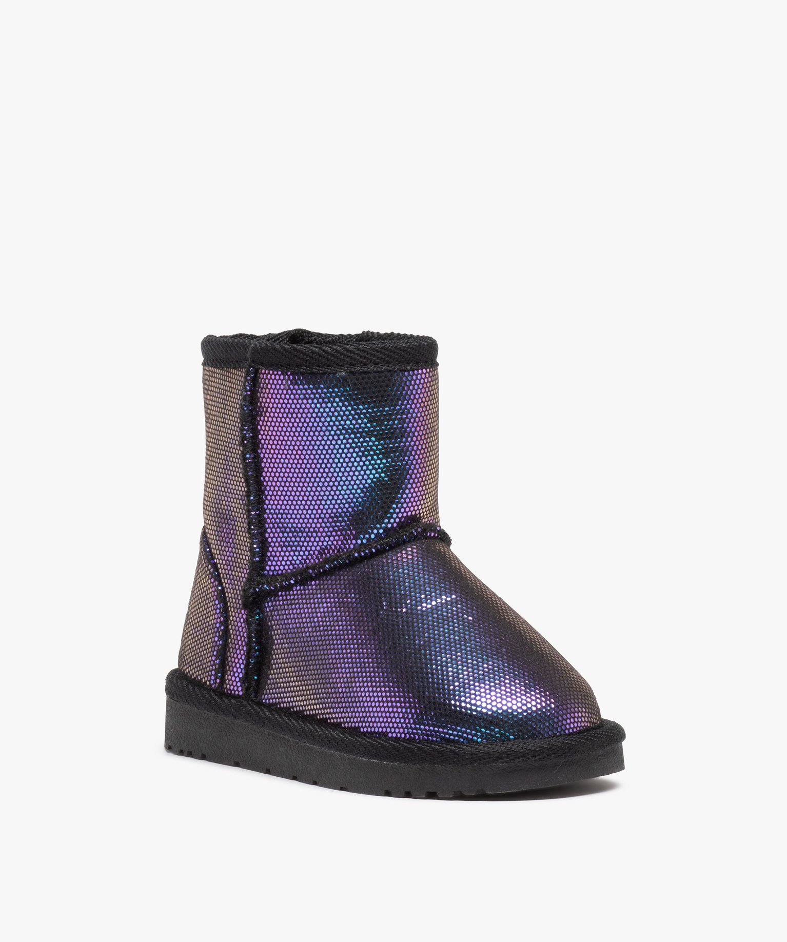 Boots fourrées fille en suédine brillante et irisée violet violet | GEMO