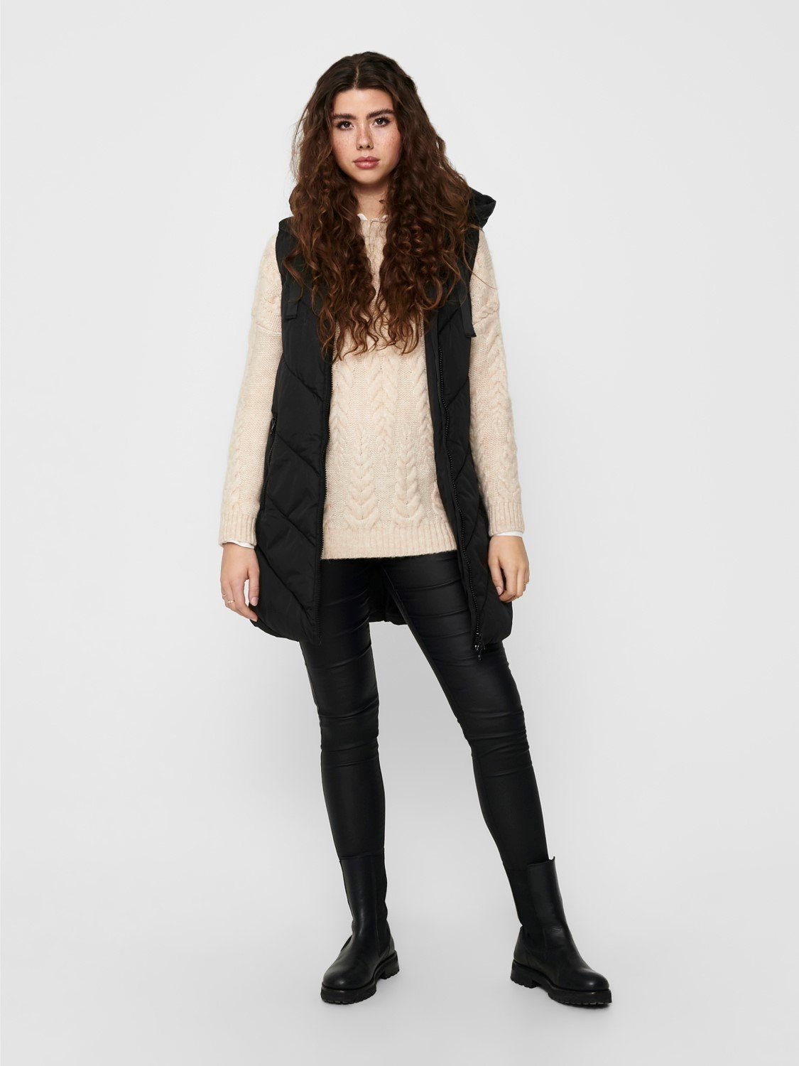 JACQUELINE de YONG Steppweste Lange Steppweste JDYSKYLAR Puffer Winterjacke ohne Ärmel (1-tlg) 3913 in Schwarz