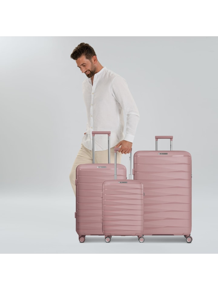 Franky London 4 Rollen Kofferset 3-teilig mit Dehnfalte in rose günstig kaufen onesize