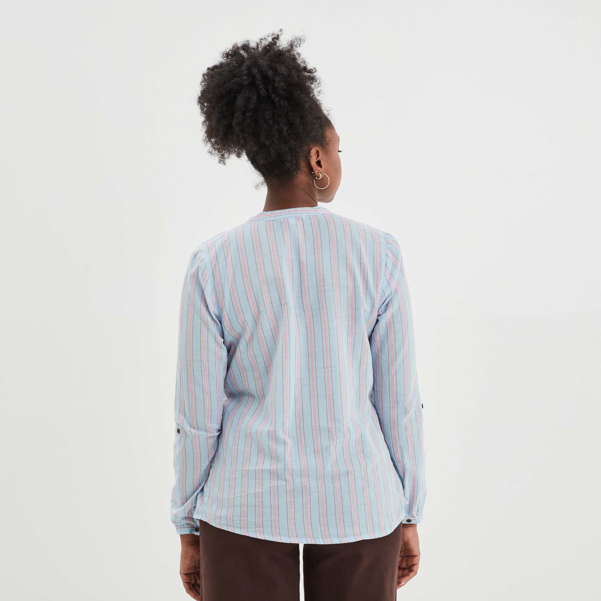Blouse manches 3 4 bleu clair femme | La Halle