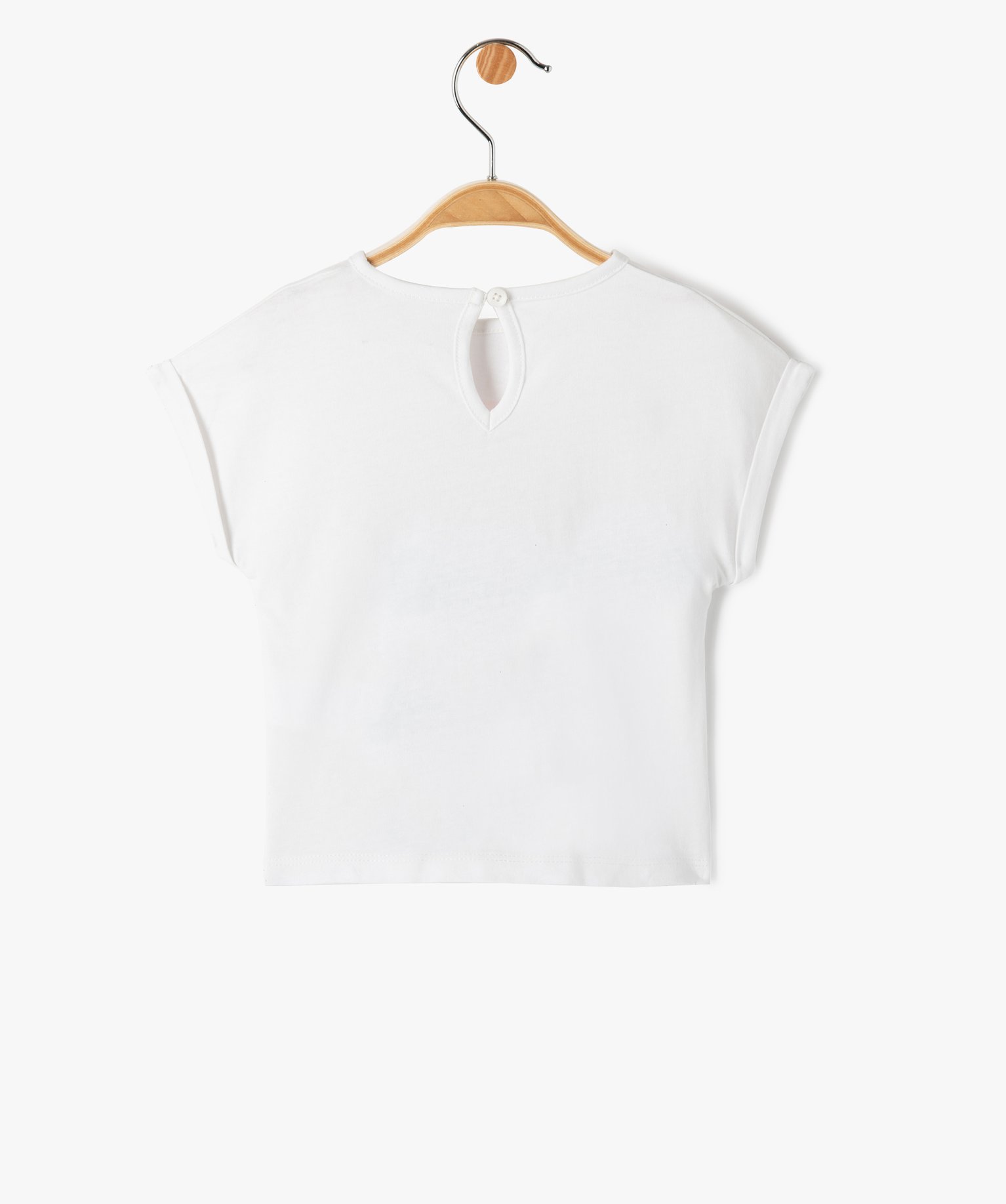 Tee-shirt bébé fille avec motif exotique et noeud dans le bas blanc | GEMO