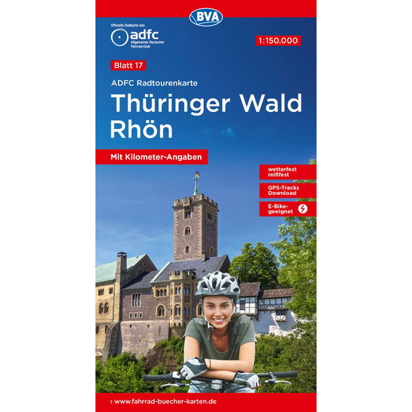 ADFC-RADTOURENKARTE 17 THÜRINGER WALD RHÖN 1:150.000 - Fahrradkarte