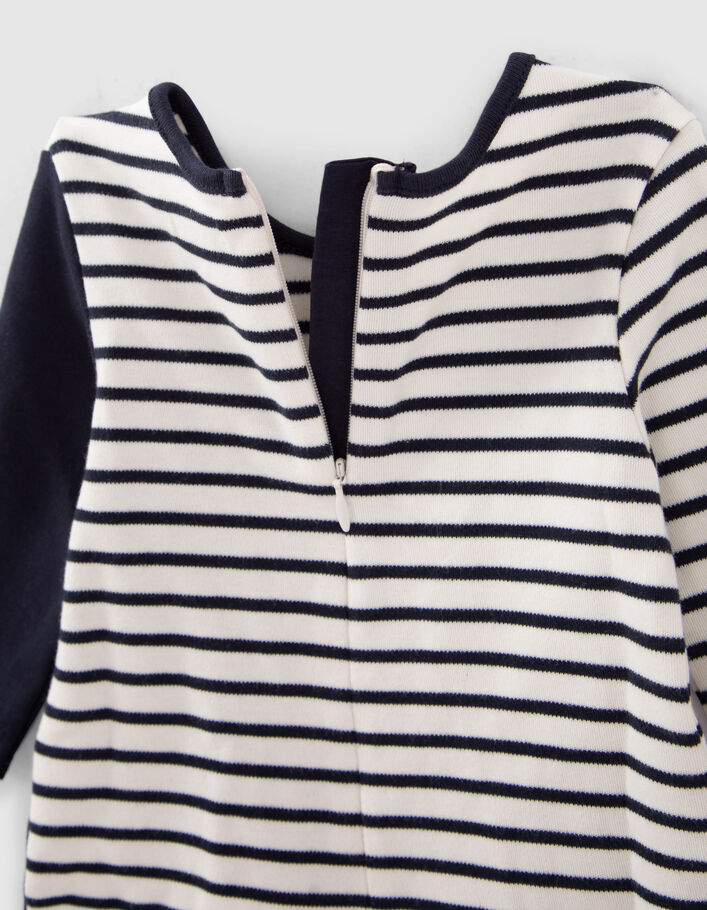 Robe marinière avec print et volant côté bébé fille