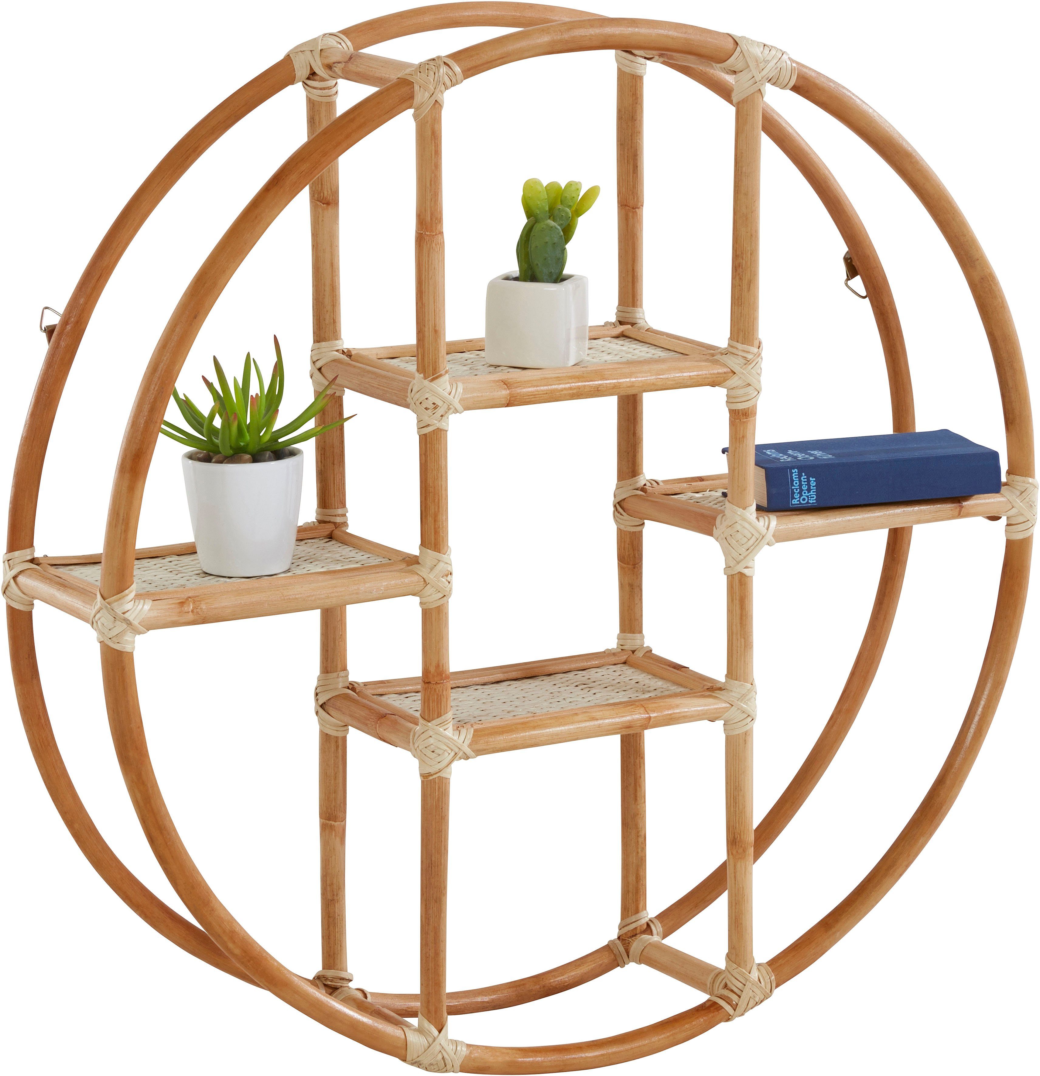 andas Deko-Wandregal Lundtoft, rund, aus Rattan, Ø 66cm