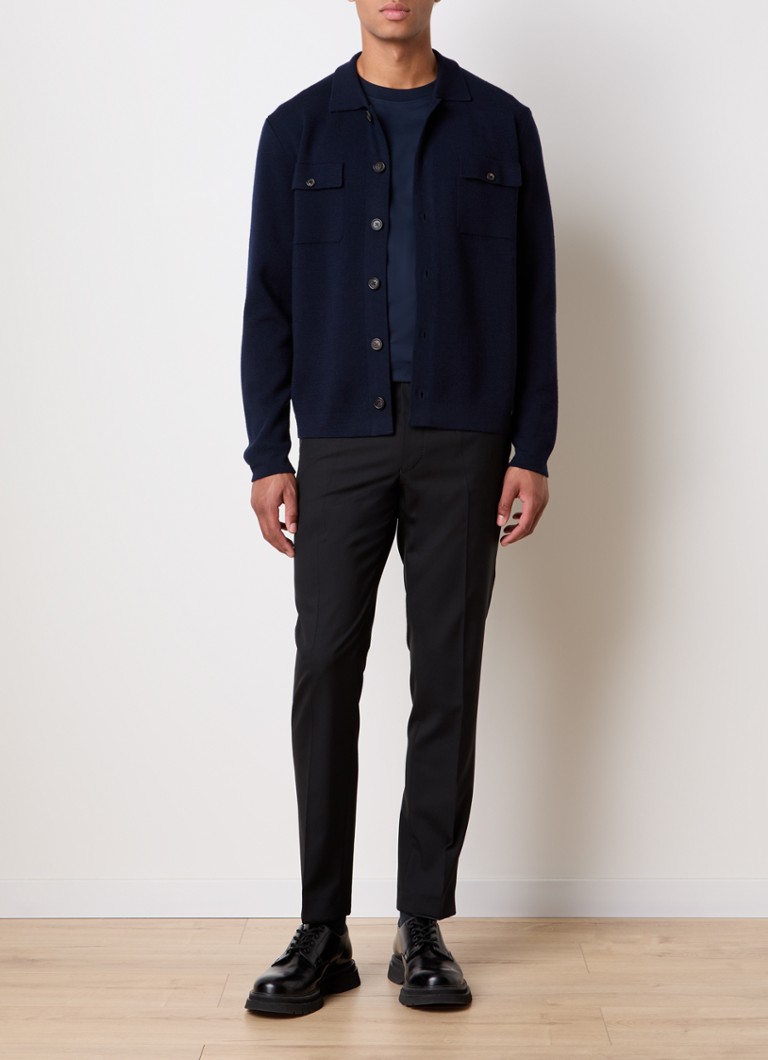 Corneliani Fine-knit cardigan of virgin wool with breast pockets