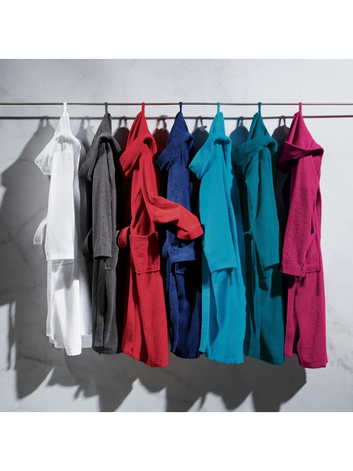 REDBEST Frottier Unisex-Bademantel mit Kapuze Chicago in dunkelblau günstig kaufen