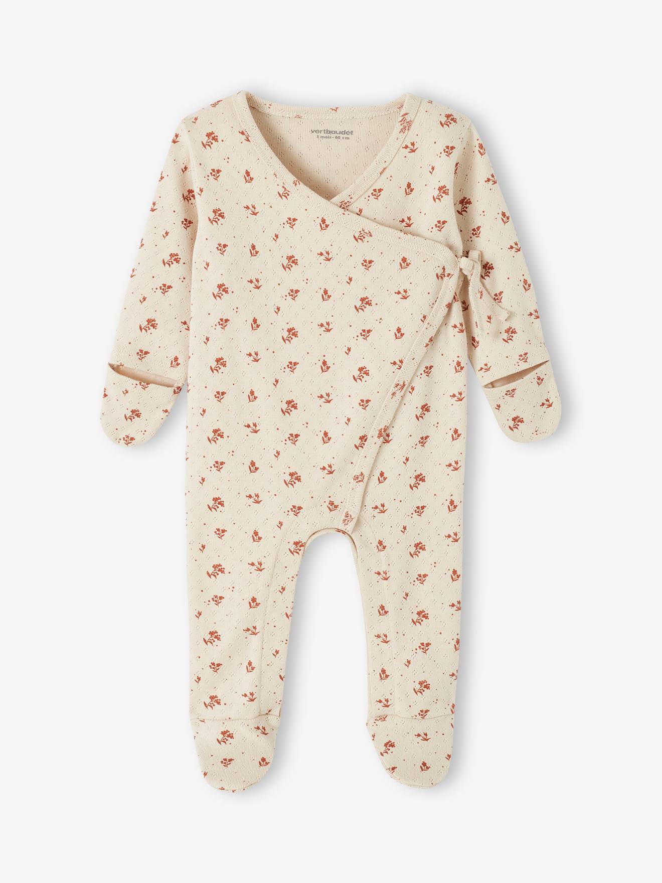 Combinaison en maille pointelle bébé bonnet assorti gris perle