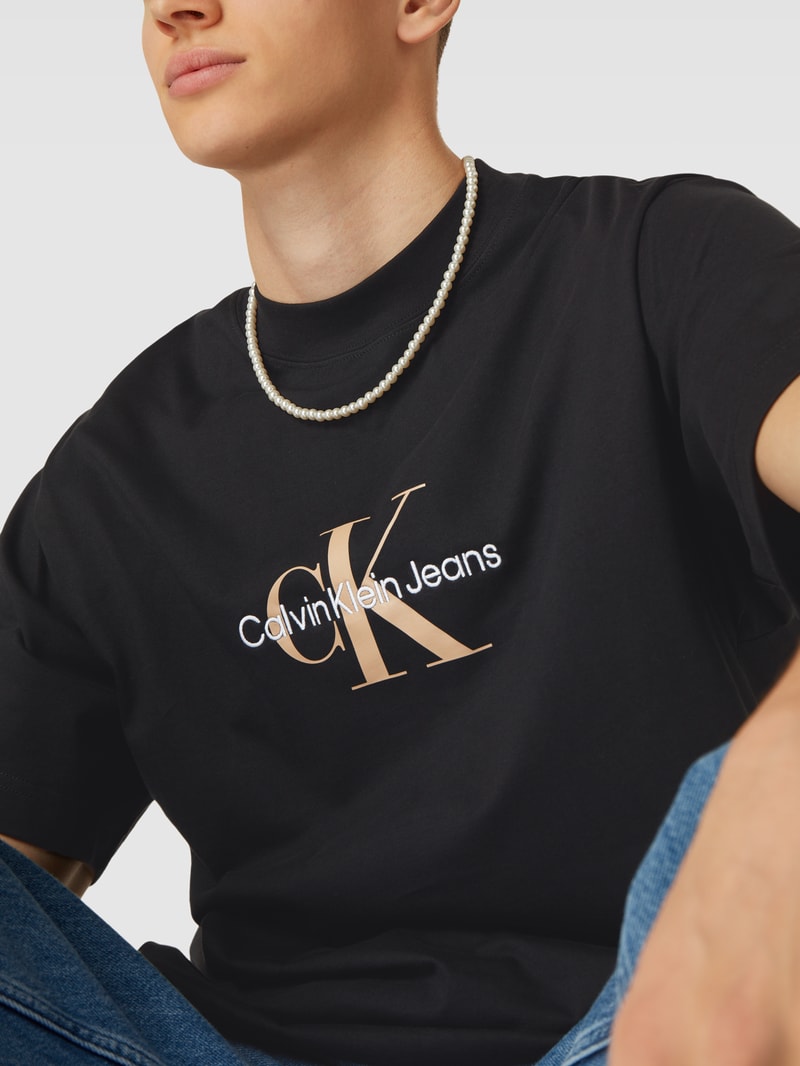 T-Shirt mit Label-Print Modell 'ARCHIVAL' in schwarz