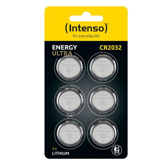 Blister met 6 Intenso CR2032 knoopcelbatterijen – Lithium 3V
